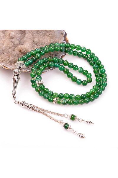 Taş Sandığı Green Agate Stone Prayer Rosary - 6 Mm