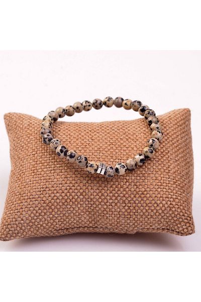 Taş Sandığı Dalmatian Jasper Stone Bracelet 6 mm
