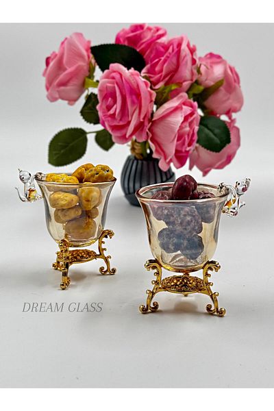 atabey home collection وعاء البهجة التركية الزجاجي الفاخر المكون من 6 قطع - وعاء قطط كريستالي