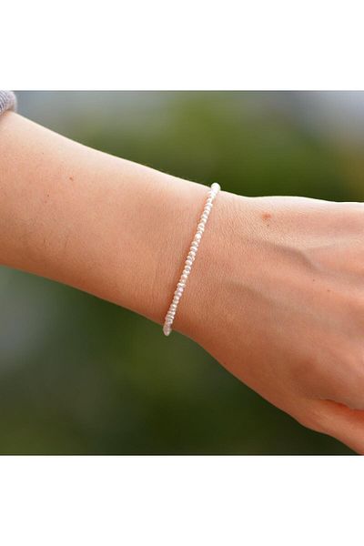 Taş Sandığı Very Thin Silver Pearl Bracelet