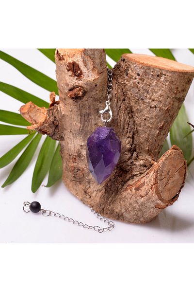 Taş Sandığı Facet Cut Amethyst Stone Pandule (Dark Color) - Pendulum