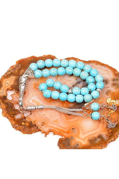 Taş Sandığı Turquoise Stone Rosary (8 Mm) - Press Turquoise