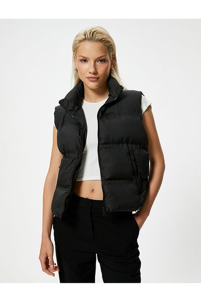 Koton Stand Collar Puffer Vest with Zippered Pockets