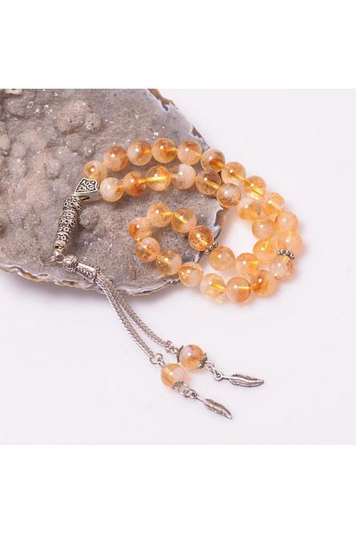 Taş Sandığı 8 Mm Citrine Stone Rosary - Money Carrier