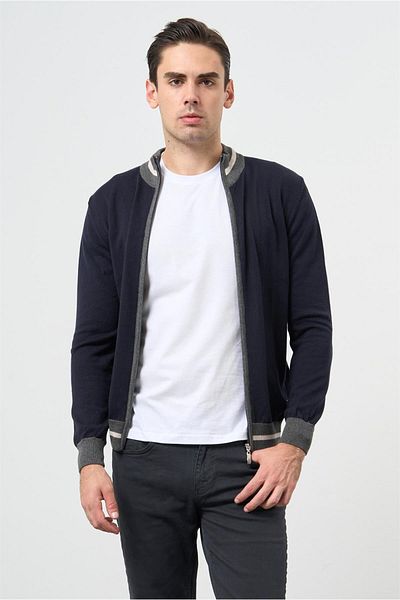 İmza Tricoturi clasice slim fit cu mânecă lungă, albastru bleumarin închis 1012245203