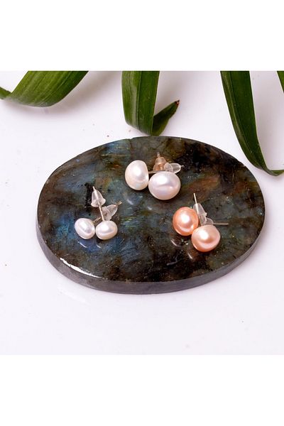 Taş Sandığı Three Pieces Pearl Earrings - Cultured Pearl