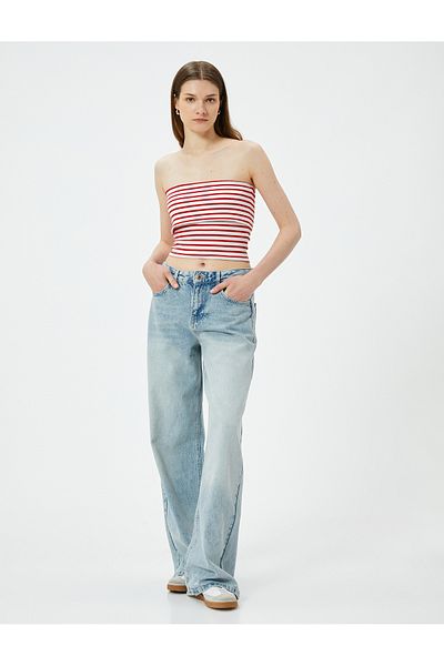 Koton Trägerloser Slim Fit – gerippt mit Detail am oberen Boden