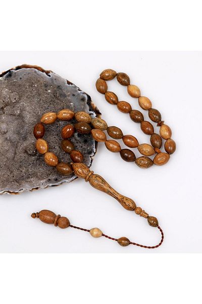 Taş Sandığı Barley Cut Rosewood Rosary - 8*11 mm