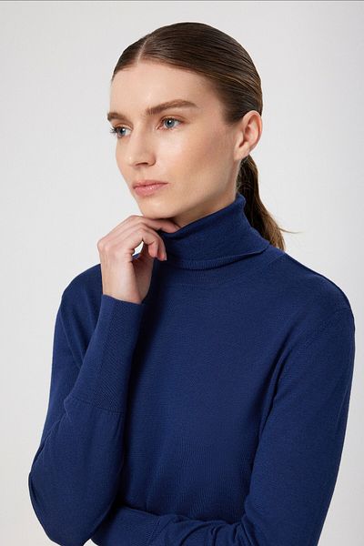 Mısırlı Pulover de damă cu mânecă lungă, albastru bleumarin