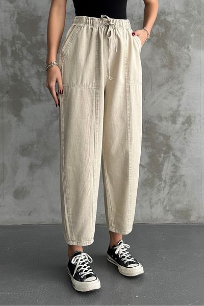 macharel jeans Γυναικεία ραπτική λεπτομέρεια τσέπη μέχρι τον αστράγαλο 100% βαμβακερό παντελόνι