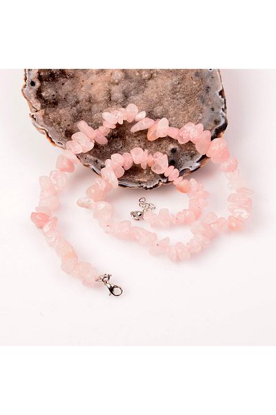 Taş Sandığı Pink Quartz Stone Unshaped Necklace