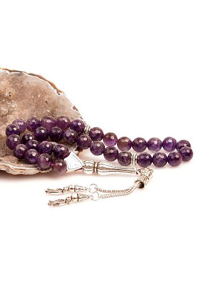 Taş Sandığı Amethyst Stone Rosary - 8 mm (Facet Cut)