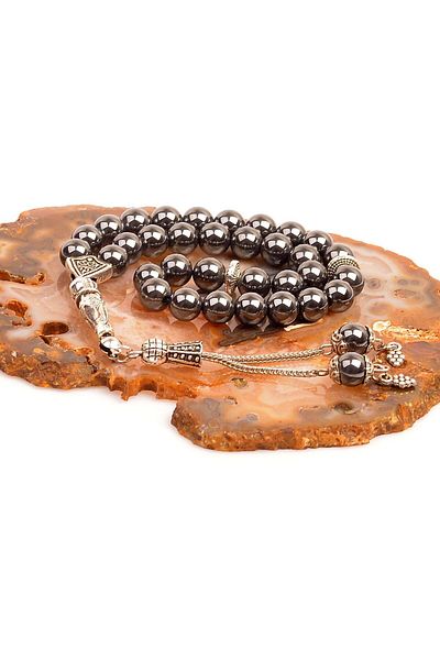Taş Sandığı Globe Cut Hematite Stone Rosary (8 mm)