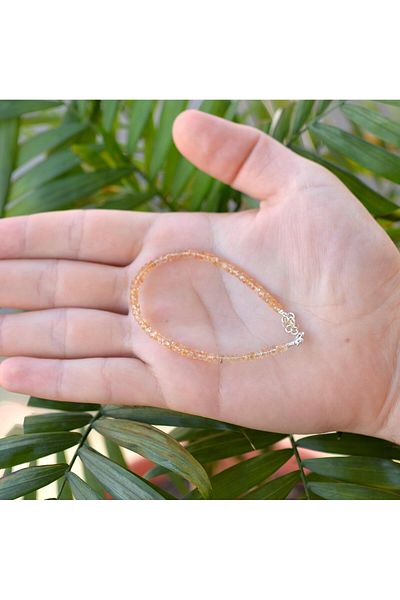 Taş Sandığı Yellow Topaz Stone Silver Bracelet - Thin Bracelet