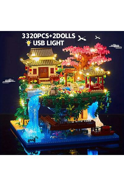 Choice no box 3320pcs Ancient Architecture Peach Blossom Pond Castle Girl Model Building Block Assembly Hig