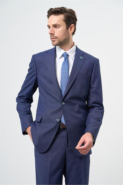İmza Navy Blue Mono Collar Wool 6 Drop Comfort Fit Suit 1001235904