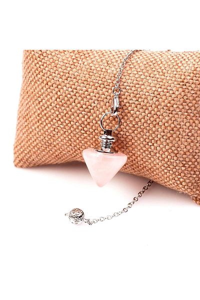 Taş Sandığı Pink Quartz Stone Pandula - Spinning Top Shaped