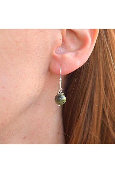 Taş Sandığı Yeşim Taşı Gümüş Küpe