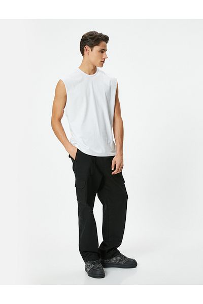 Koton Ärmelloses Baumwoll-T-Shirt mit Rundhalsausschnitt – Basic
