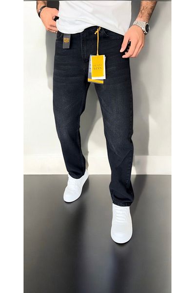 DENIM MAN Men's Black Baggy Fit Trousers