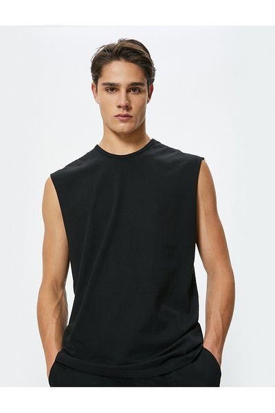 Koton Ärmelloses Baumwoll-T-Shirt mit Rundhalsausschnitt – Basic