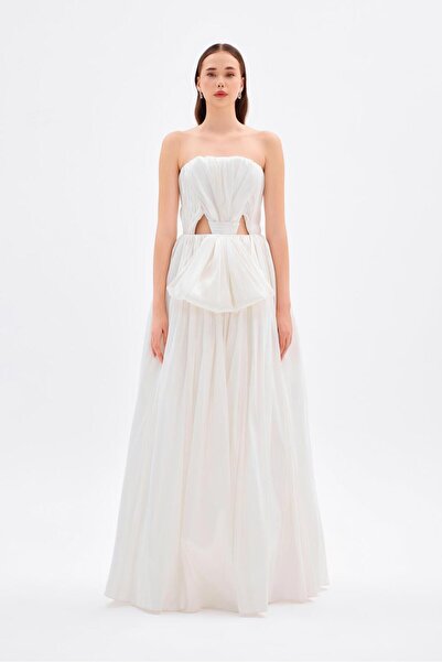 CENGIZ AKTURK Drapeli Fiyonk Detaylı Uzun Abiye Elbise - 9197C