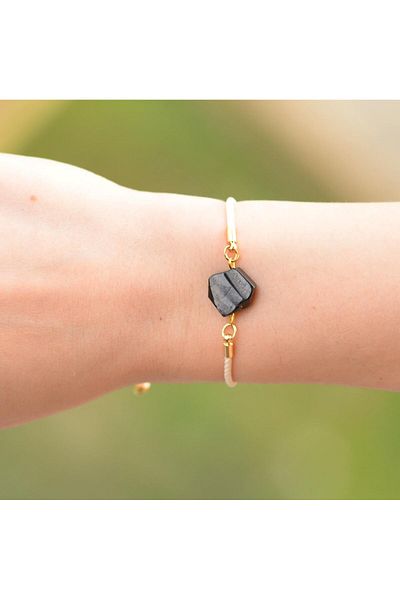 Taş Sandığı Adjustable Black Tourmaline Jewelled String Bracelet