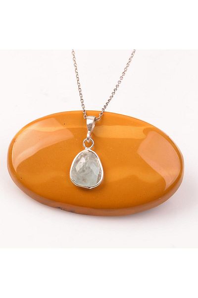 Taş Sandığı Aquamarine Stone Silver Necklace - Small Size