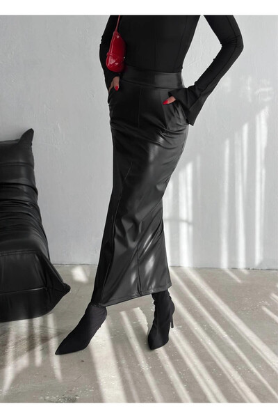 hazelin Women's Pencil Skirt with Black Zipper and Pockets - Hzl25W-Fry 122431