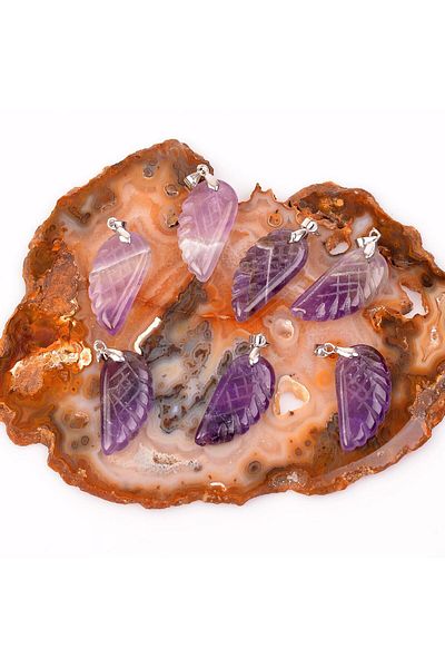 Taş Sandığı Amethyst Stone Wing Necklace