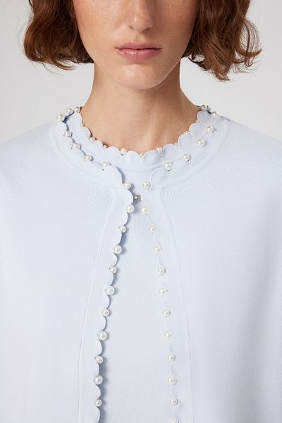 Mısırlı Cardigan de damă cu detaliu Ice Blue Pearl