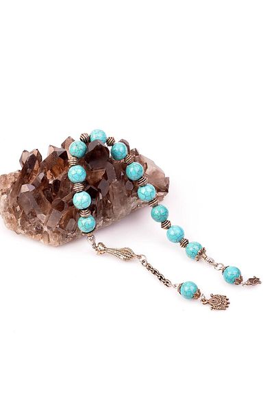 Taş Sandığı Turquoise Stone Zaza Rosary - 10 mm / Press Turquoise