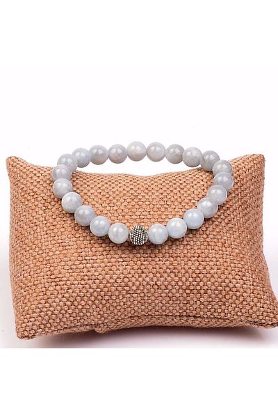 Taş Sandığı Aquamarine Stone Bracelet (8 Mm)