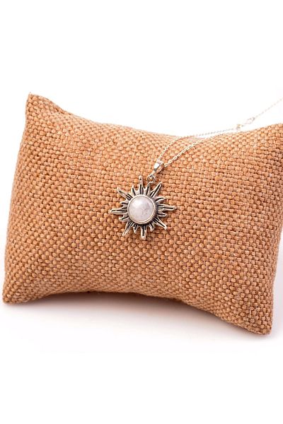 Taş Sandığı Moon Stone Silver Necklace - Sun Shaped