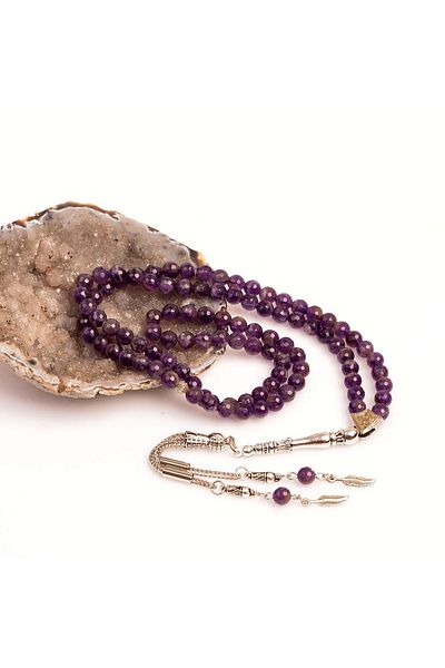 Taş Sandığı Amethyst Stone Prayer Rosary - 6 mm (Facet Cut)