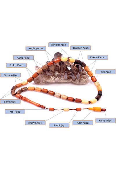 Taş Sandığı Capsule Cut Mixed Tree Rosary - 8*11 mm Domestic Trees