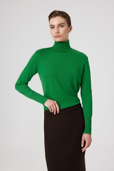 Mısırlı Pulover de damă cu mânecă lungă cu gât verde