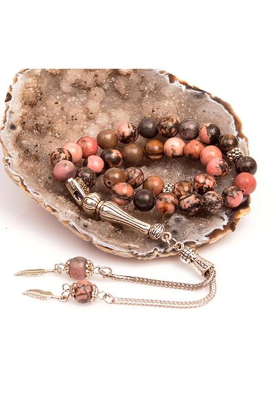 Taş Sandığı Rhodonite Stone Rosary (8 mm)