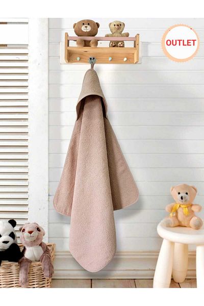 Alpar Tekstil Outlet Cotton Girl-Boy Newborn-Baby Bath Towel - Plain/Pink