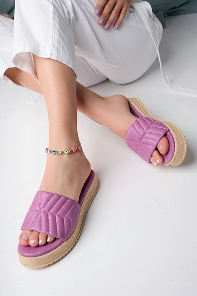 Raffaella Corelli Papuci de damă casual din piele naturală violet cu talpă groasă