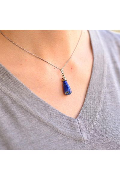 Taş Sandığı Lapis Lazuli Stone Drop Necklace