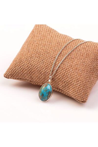 Taş Sandığı Turkuaz Taşı Gümüş Kolye (iran Turkuazı)