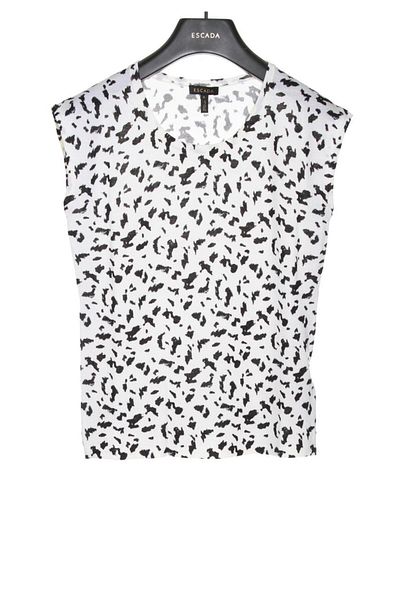 Escada Patterned Crew Neck Sleeveless Wool Sweater