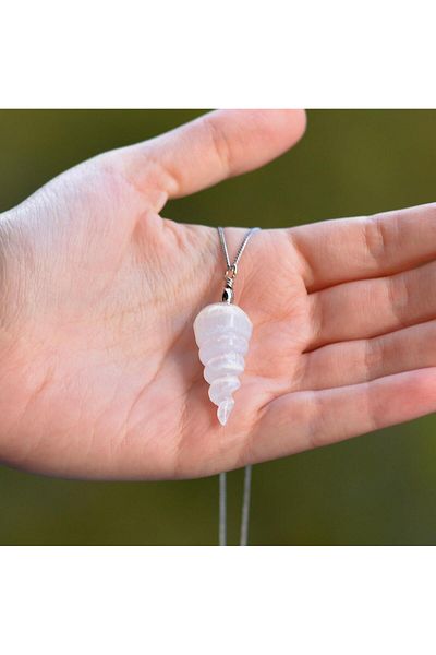Taş Sandığı Selenite Stone Necklace - Spiral Shaped