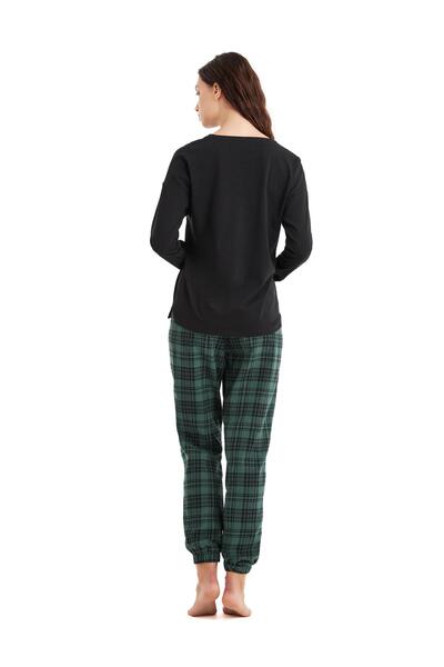 Blackspade Kadın Uzun Kol Siyah %100 Pamuk Pijama Takım C7T7N4O06
