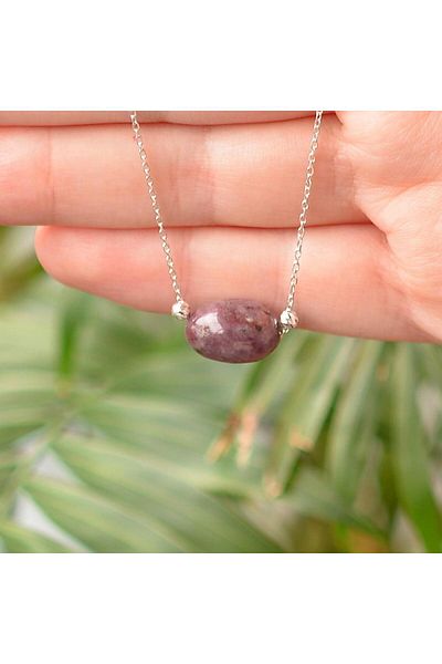 Taş Sandığı Ruby Stone Silver Necklace - Root Ruby