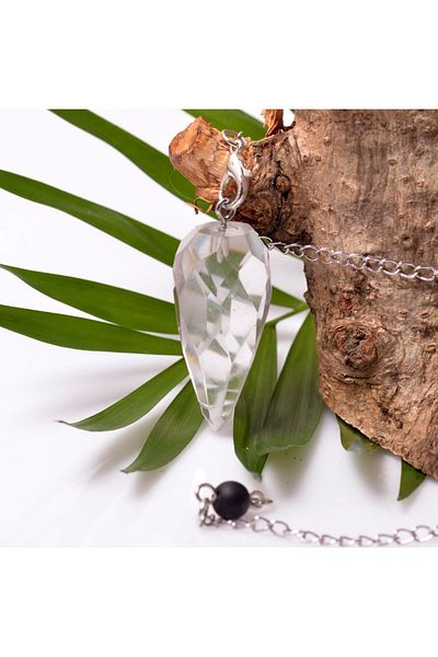 Taş Sandığı Facet Cut Crystal Quartz Stone Pandula - Pendulum