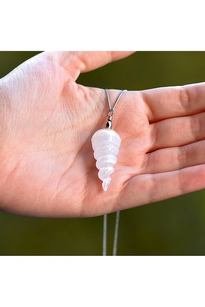 Taş Sandığı Selenite Stone Necklace - Spiral Shaped