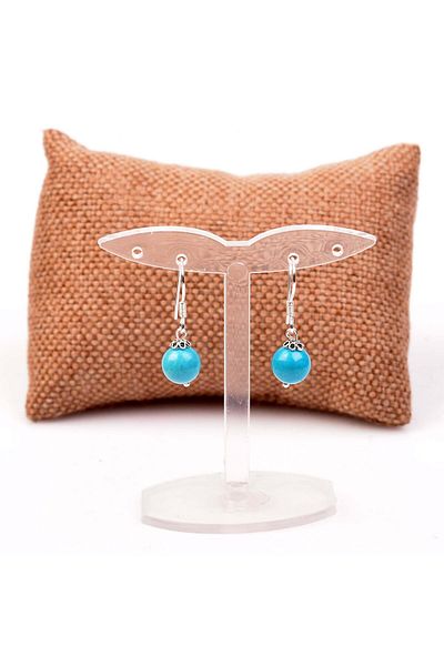 Taş Sandığı Turquoise Stone Silver Earrings