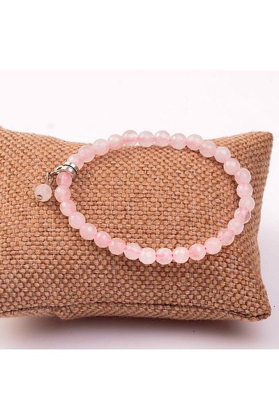 Taş Sandığı Pink Quartz Stone Bracelet (6 Mm)